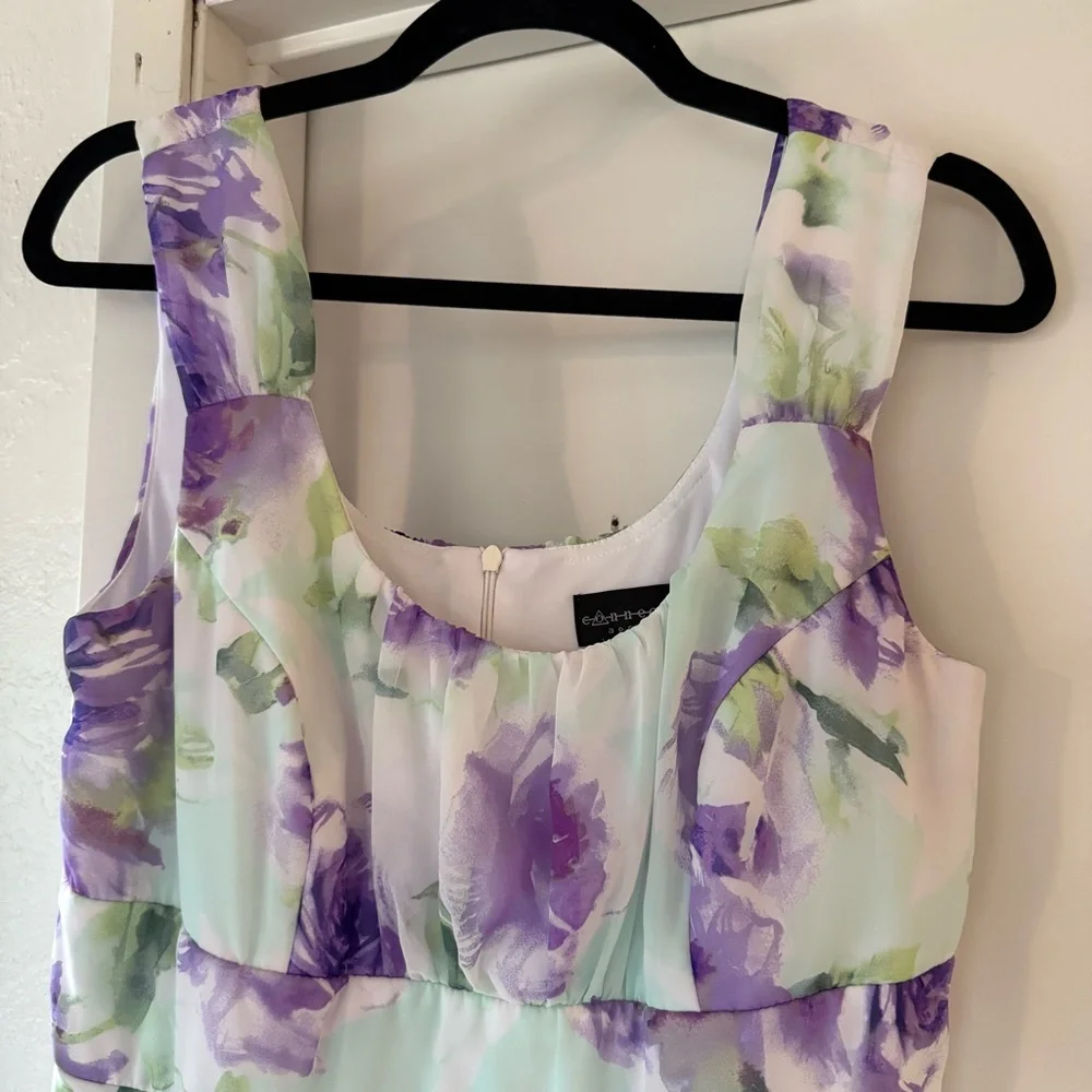 NWOT Connected Apparel Purple White Floral Midi Sundress Sleeveless size 10 - Picture 5 of 10